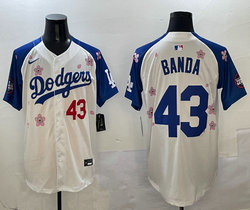 Nike Los Angeles Dodgers #43 Anthony banda White Blue arm 2025 Tokyo Series Jersey