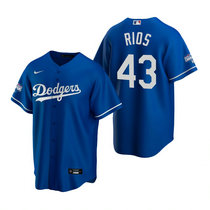 Nike Los Angeles Dodgers #43 Edwin Rios Blue Game 2020 World Series Champions Jerseys