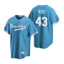 Nike Los Angeles Dodgers #43 Edwin Rios Light Blue 2020 World Series Champions Cooperstown Collection Jersey