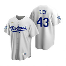 Nike Los Angeles Dodgers #43 Edwin Rios White 2020 World Series Champions Cooperstown Collection Jersey