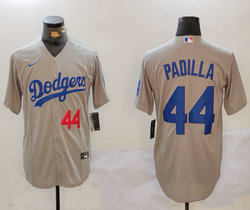 Nike Los Angeles Dodgers #44 Vicente Padilla Gray 44 front Game Authentic Stitched MLB Jersey