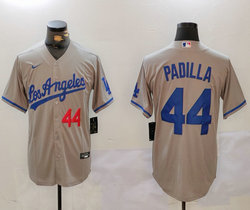 Nike Los Angeles Dodgers #44 Vicente Padilla Gray Angeles 44 front Game Authentic Stitched MLB Jersey