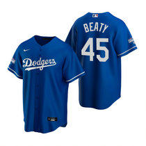 Nike Los Angeles Dodgers #45 Matt Beaty Blue Game 2020 World Series Champions Jerseys