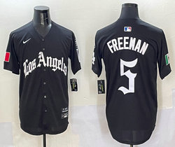 Nike Los Angeles Dodgers #5 Freddie Freeman Black 5(V) Joint With Patch MLB Jersey