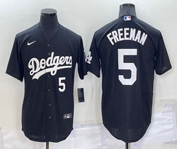 Nike Los Angeles Dodgers #5 Freddie Freeman Black 5 In Front Inverted Legend Authentic Stitched MLB Jersey