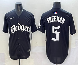 Nike Los Angeles Dodgers #5 Freddie Freeman Black 7(VII) Joint MLB Jersey