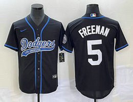 Nike Los Angeles Dodgers #5 Freddie Freeman Black Joint Name Game Authentic Stitched MLB Jersey