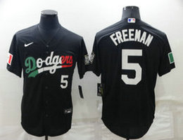 Nike Los Angeles Dodgers #5 Freddie Freeman Black Mexico Game Authentic Stitched MLB Jersey