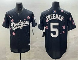 Nike Los Angeles Dodgers #5 Freddie Freeman Black Tokyo Series MLB Jersey