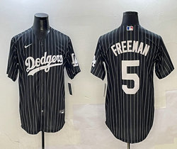 Nike Los Angeles Dodgers #5 Freddie Freeman Black White stripe Joint Stitched MLB Jersey
