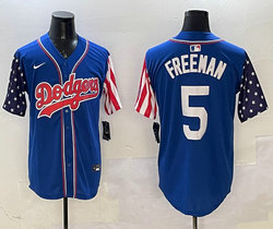Nike Los Angeles Dodgers #5 Freddie Freeman Blue 1(I) flag Joint MLB Jersey