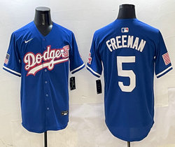 Nike Los Angeles Dodgers #5 Freddie Freeman Blue 2(II) flag Joint MLB Jersey
