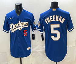 Nike Los Angeles Dodgers #5 Freddie Freeman Blue 2026 Gold Stadium Baseball Jersey