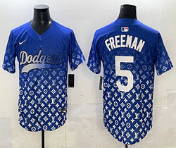 Nike Los Angeles Dodgers #5 Freddie Freeman Blue Fashion Stitched Baseball Jersey