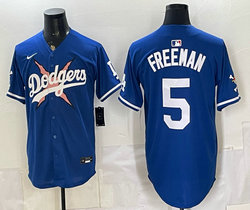 Nike Los Angeles Dodgers #5 Freddie Freeman Blue Lightning Baseball Jersey