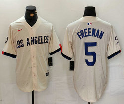 Nike Los Angeles Dodgers #5 Freddie Freeman Cream 2024 City Jersey