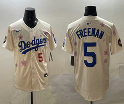 Nike Los Angeles Dodgers #5 Freddie Freeman Cream 2025 Tokyo Series Jersey