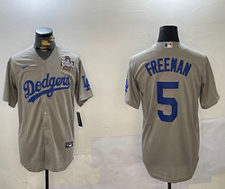 Nike Los Angeles Dodgers #5 Freddie Freeman Gray 2024 World Series Baseball Jersey