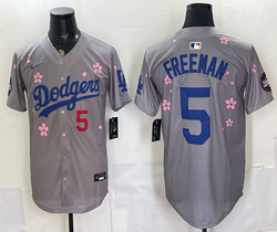 Nike Los Angeles Dodgers #5 Freddie Freeman Gray Tokyo Series MLB Jersey
