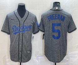 Nike Los Angeles Dodgers #5 Freddie Freeman Hemp grey Authentic Stitched MLB jersey