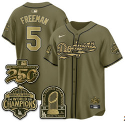 Nike Los Angeles Dodgers #5 Freddie Freeman Olive 2026 Armed Forces Day MLB Jersey