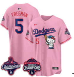 Nike Los Angeles Dodgers #5 Freddie Freeman Pink Hello Kitty Night Jersey