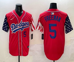 Nike Los Angeles Dodgers #5 Freddie Freeman Red 1(I) flag Joint MLB Jersey