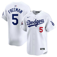 Nike Los Angeles Dodgers #5 Freddie Freeman White 2024 World Series Champions Home Limited Stitched Baseball Jersey