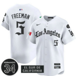 Nike Los Angeles Dodgers #5 Freddie Freeman White 5(V) Joint With 34 MLB Jersey