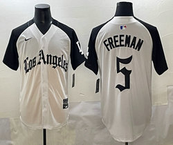 Nike Los Angeles Dodgers #5 Freddie Freeman White Black 5(V) Joint MLB Jerseys