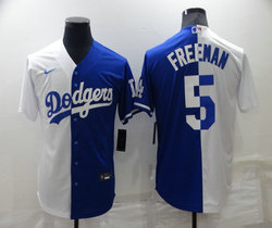 Nike Los Angeles Dodgers #5 Freddie Freeman White and blue Game Authentic Stitched MLB Jersey