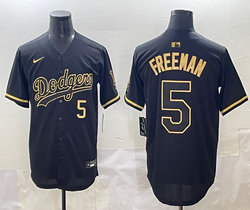 Nike Los Angeles Dodgers #5 George Brett Black Gold 5(V) Joint MLB Jersey
