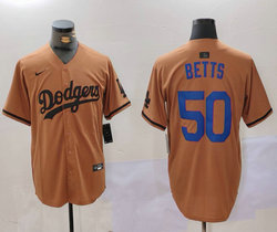 Nike Los Angeles Dodgers #50 Mookie Betts Army green Joint Authentic Stitched baseball jersey