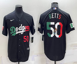 Nike Los Angeles Dodgers #50 Mookie Betts Black #50 in front Mexico Game Authentic Stitched MLB Jersey