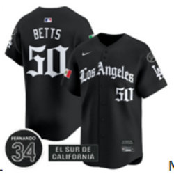 Nike Los Angeles Dodgers #50 Mookie Betts Black 5(V) Joint With 34 MLB Jersey
