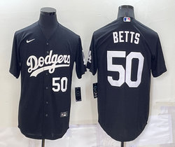 Nike Los Angeles Dodgers #50 Mookie Betts Black 50 In Front Inverted Legend Authentic Stitched MLB Jersey