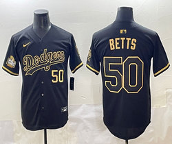 Nike Los Angeles Dodgers #50 Mookie Betts Black Gold 5(V) Joint MLB Jersey