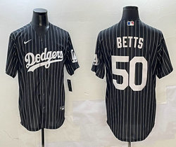 Nike Los Angeles Dodgers #50 Mookie Betts Black White stripe Joint Stitched MLB Jersey