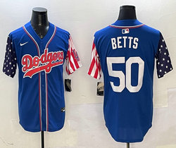 Nike Los Angeles Dodgers #50 Mookie Betts Blue 1(I) flag Joint MLB Jersey