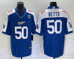 Nike Los Angeles Dodgers #50 Mookie Betts Blue Joint Authentic Stitched MLB Jersey