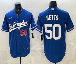 Nike Los Angeles Dodgers #50 Mookie Betts Blue Los Angeles Front MLB Jersey