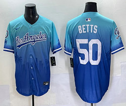Nike Los Angeles Dodgers #50 Mookie Betts Blue Special style Baseball Jersey