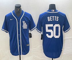 Nike Los Angeles Dodgers #50 Mookie Betts Blue logo Joint Stitched MLB Jersey