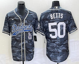 Nike Los Angeles Dodgers #50 Mookie Betts Camo Joint Team Patch in front Stitched MLB Jersey