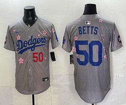 Nike Los Angeles Dodgers #50 Mookie Betts Gray Tokyo Series MLB Jersey
