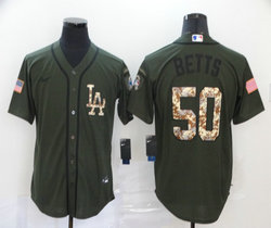 Nike Los Angeles Dodgers #50 Mookie Betts Green Salute to Service Authentic Stitched MLB Jersey