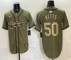 Nike Los Angeles Dodgers #50 Mookie Betts Olive 2026 Armed Forces Day Baseball Jersey