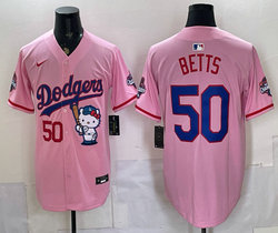 Nike Los Angeles Dodgers #50 Mookie Betts Pink Hello Kitty Night Jersey