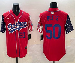 Nike Los Angeles Dodgers #50 Mookie Betts Red 1(I) flag Joint MLB Jersey