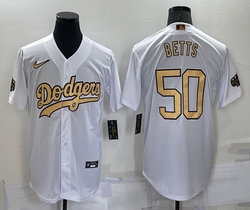 Nike Los Angeles Dodgers #50 Mookie Betts White 2022 All Star Authentic Stitched MLB Jersey